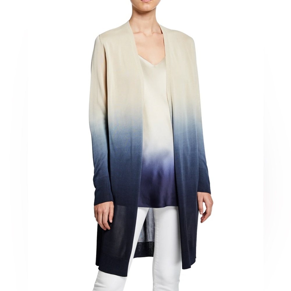 Lafayette 148 New York Dip-Dye Metropolitan Shine Open-Front Cardigan